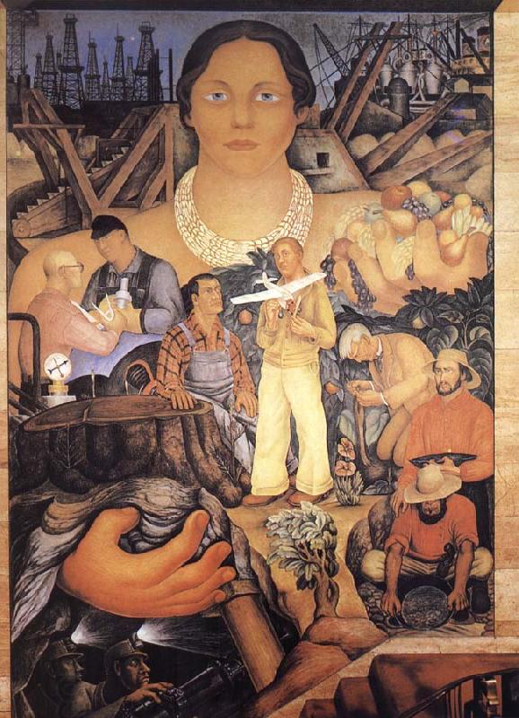Diego Rivera Allegory of California China oil painting art